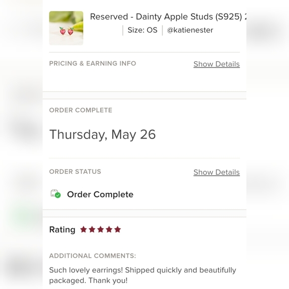 Dainty Apple Studs (S925) - Only 3 left! - Picture 8 of 11